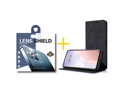Pack 1 Película de Câmara + Capa SKYHE para Samsung Galaxy A52 4G PRM Flip Cover Preto