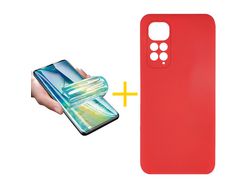 Pack 1 Película + Capa SKYHE para Samsung Galaxy Redmi Note 11 4G Silicone Líquido Vermelho