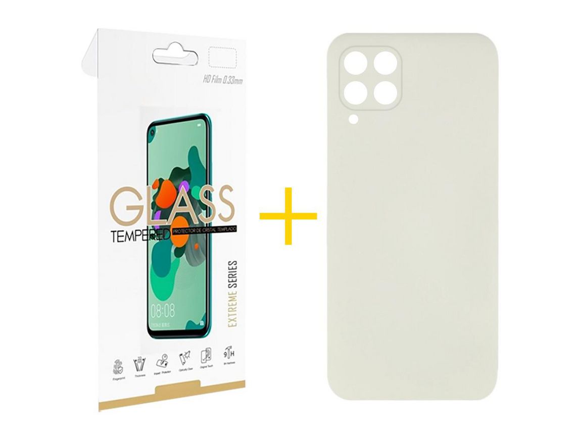 Pack 1 Película 2.5D + Capa SKYHE para Samsung Galaxy A22 4G Silicone Líquido Sand