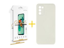 Pack Capa + 2 Películas de Vidro Temperado para Samsung Galaxy A03S SKYHE Areia