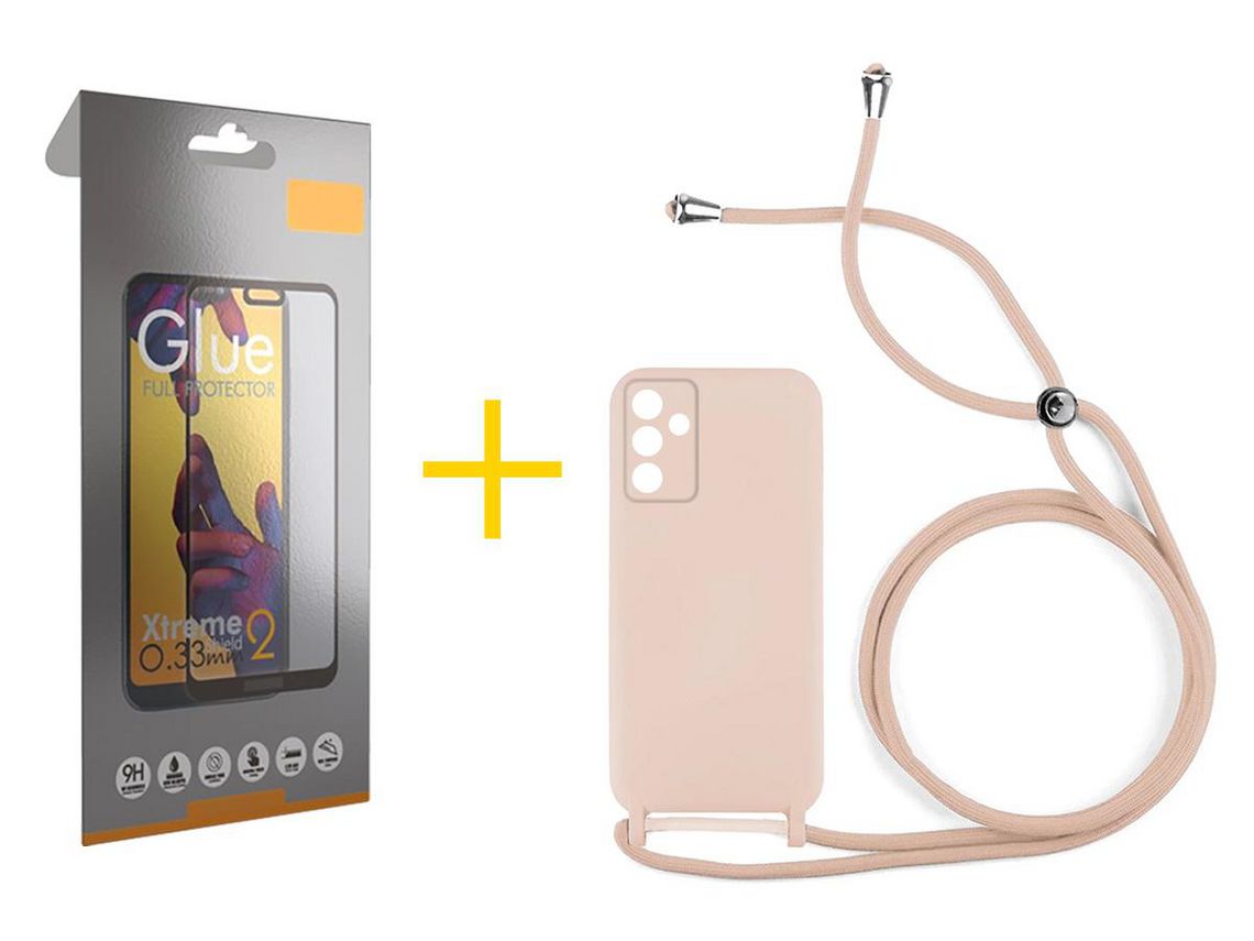 Pack 1 Película Full + Capa SKYHE para Samsung Galaxy A13 5G Gel Rope Rosa Pastel