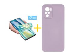 Pack 2 x Película de Hidrogel + Capa ACCETEL Xiaomi Redmi Note 10 Silicone Líquido Roxo