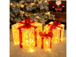 Nettlife Pack 3 Caixas De Natal Iluminadas Led, 8 Modos De Luz, Impermeável Ip44 Exterior E Interior, Enfeite Festivo Para Árvore De Natal E Varanda