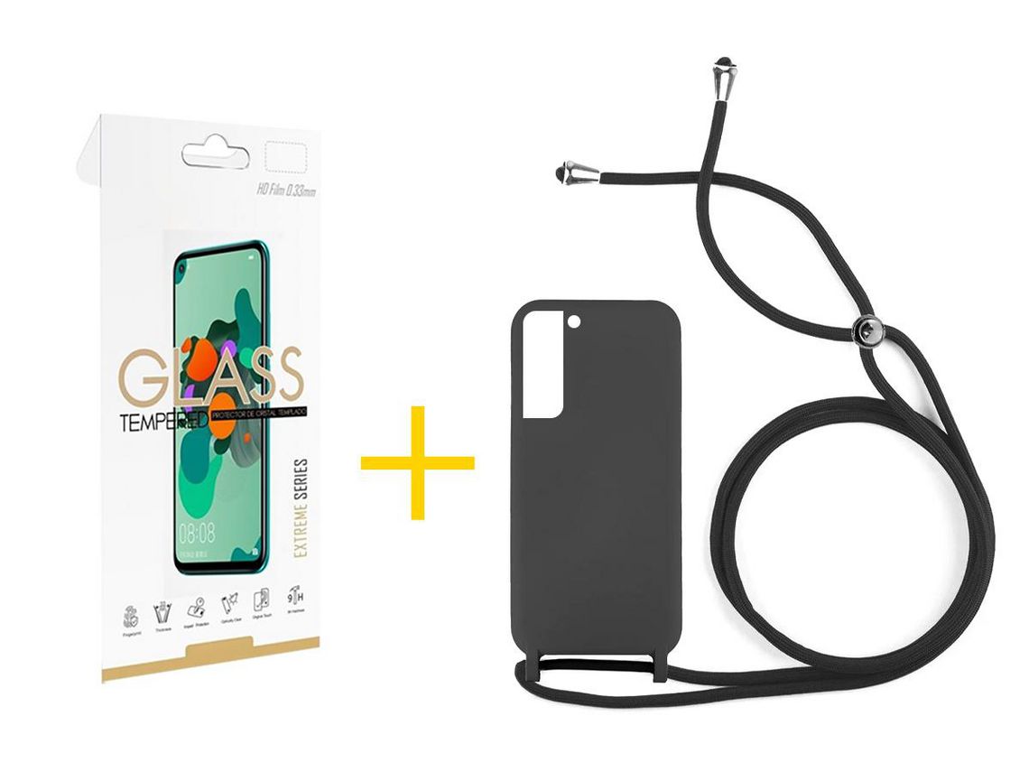 Pack 1 Película 2.5D + Capa SKYHE para Samsung Galaxy S21 FE 5G Gel Rope Preto