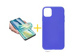 Pack 1 Película + Capa SKYHE para iPhone 13 Pro Silicone Liso Azul