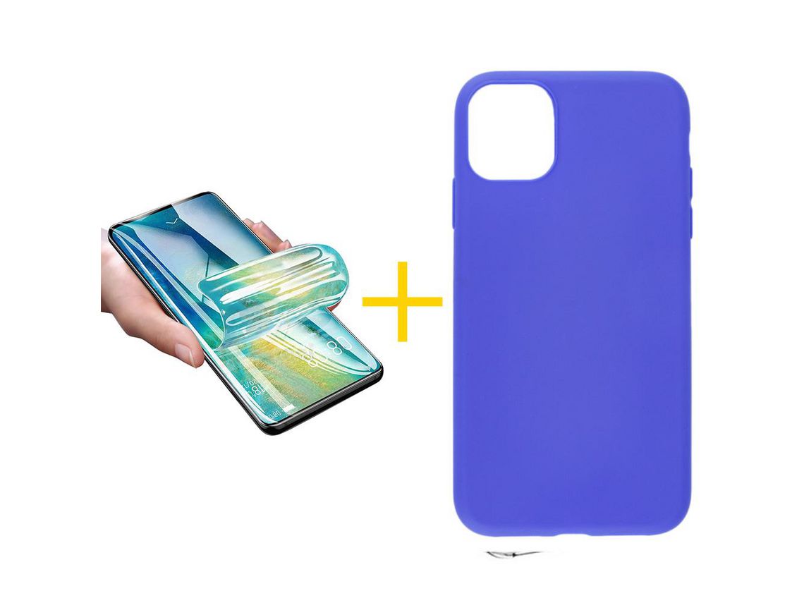 Pack 1 Película + Capa SKYHE para iPhone 13 Pro Silicone Liso Azul