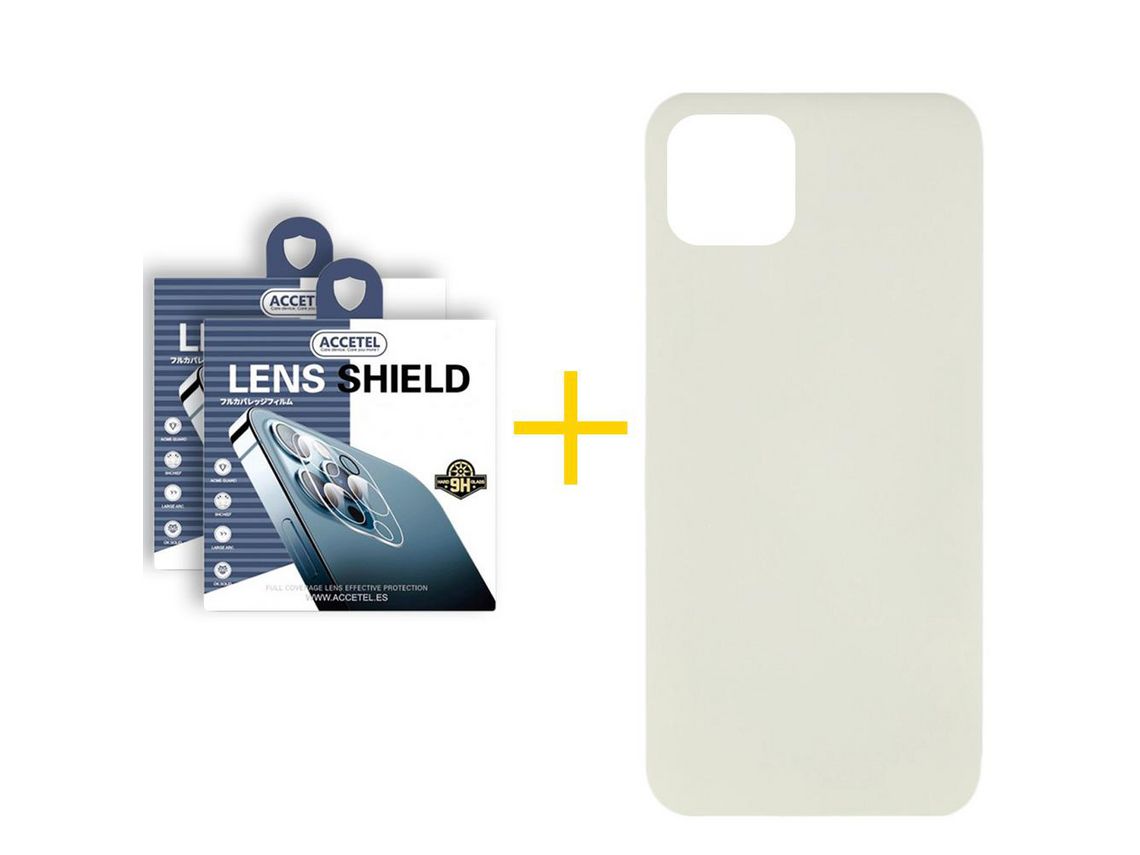 Pack 1 x Película de Câmara + Capa ACCETEL iPhone 13 Pro Max Silicone Líquido Sand