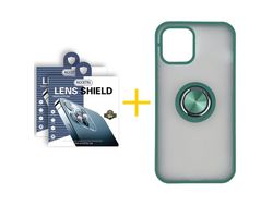 Pack 2 x Película de Câmara + Capa ACCETEL iPhone 13 Pro Max Gel Bumper Ring Verde