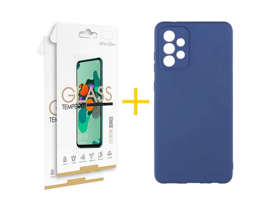 Pack 2 Películas 2.5D + Capa SKYHE para Samsung Galaxy A33 5G Silicone Líquido Azul