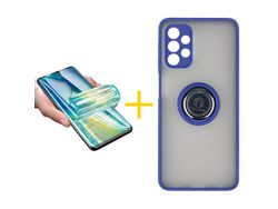 Pack 1 Película + Capa SKYHE para Samsung Galaxy A52 5G Gel Bumper Ring Azul
