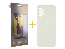 Pack 1 x Película de Vidro Temperado Full + Capa ACCETEL Samsung Galaxy A53 5G Silicone Líquido Sand