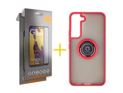 Pack 2 Películas Full + Capa SKYHE para Samsung Galaxy S21 FE 5G Gel Bumper Ring Vermelho