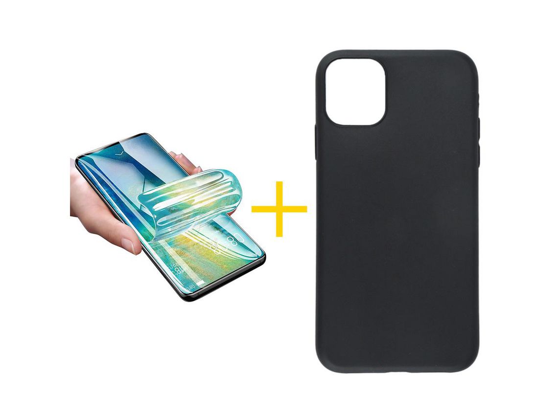 Pack 1 Película + Capa SKYHE para iPhone 13 Pro Max Silicone Liso Preto
