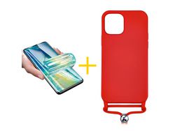 Pack 1 Película + Capa SKYHE para iPhone 13 Mini Gel Rope Vermelho