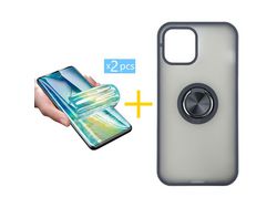 Pack 2 x Película de Hidrogel + Capa ACCETEL iPhone 13 Gel Bumper Ring Preto