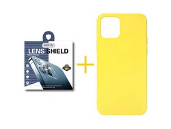 Pack 1 x Película de Câmara + Capa ACCETEL iPhone 13 Mini Silicone Líquido Amarelo
