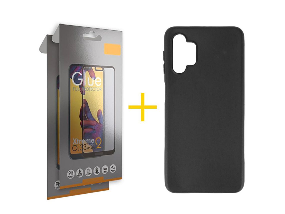 Pack 2 Películas Full + Capa SKYHE para Samsung Galaxy A23 5G Silicone Liso Preto