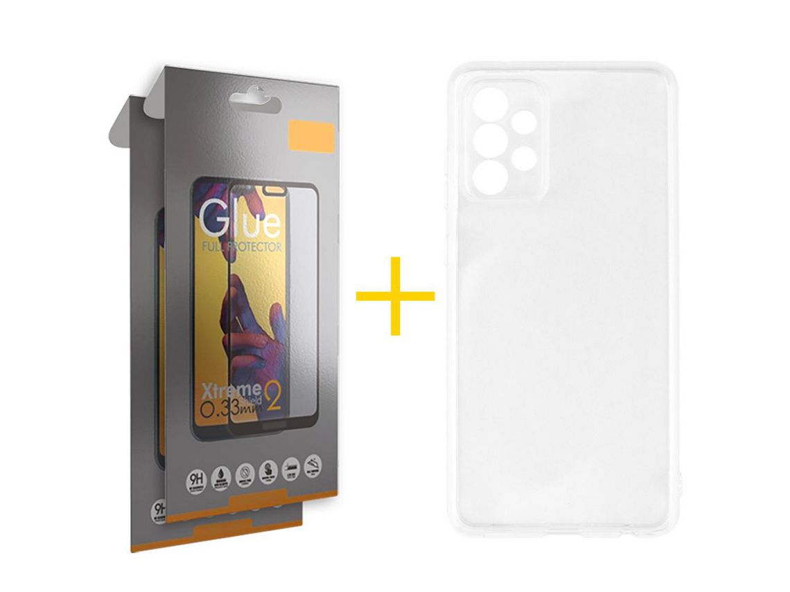 Pack 2 Películas Full + Capa SKYHE para Samsung Galaxy A73 5G Silicone Líquido Transparente Clear