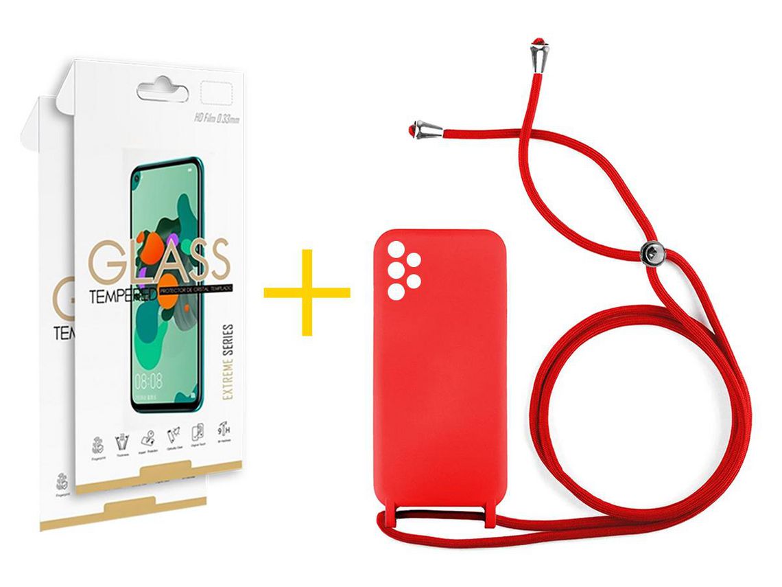 Pack 2 Películas 2.5D + Capa SKYHE para Samsung Galaxy A53 5G Gel Rope Vermelho