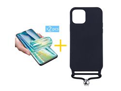 Pack 2 Películas + Capa SKYHE para iPhone 13 Gel Rope Preto