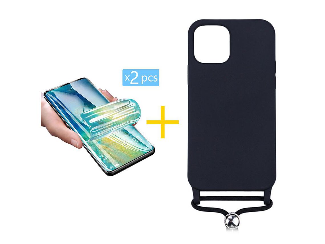 Pack 2 Películas + Capa SKYHE para iPhone 13 Gel Rope Preto