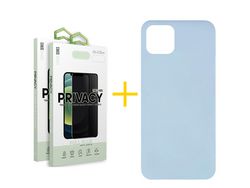 Pack 2 Películas Anti-Spy + Capa SKYHE para iPhone 11 Silicone Líquido Azul Claro