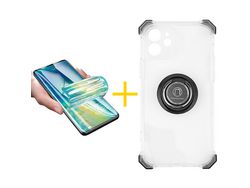 Pack 1 x Película de Hidrogel + Capa ACCETEL iPhone 12 Gel Bumper Ring Transparente