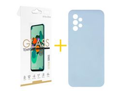 Pack 1 Película 2.5D + Capa SKYHE para Samsung Galaxy A53 5G Silicone Líquido Azul Claro