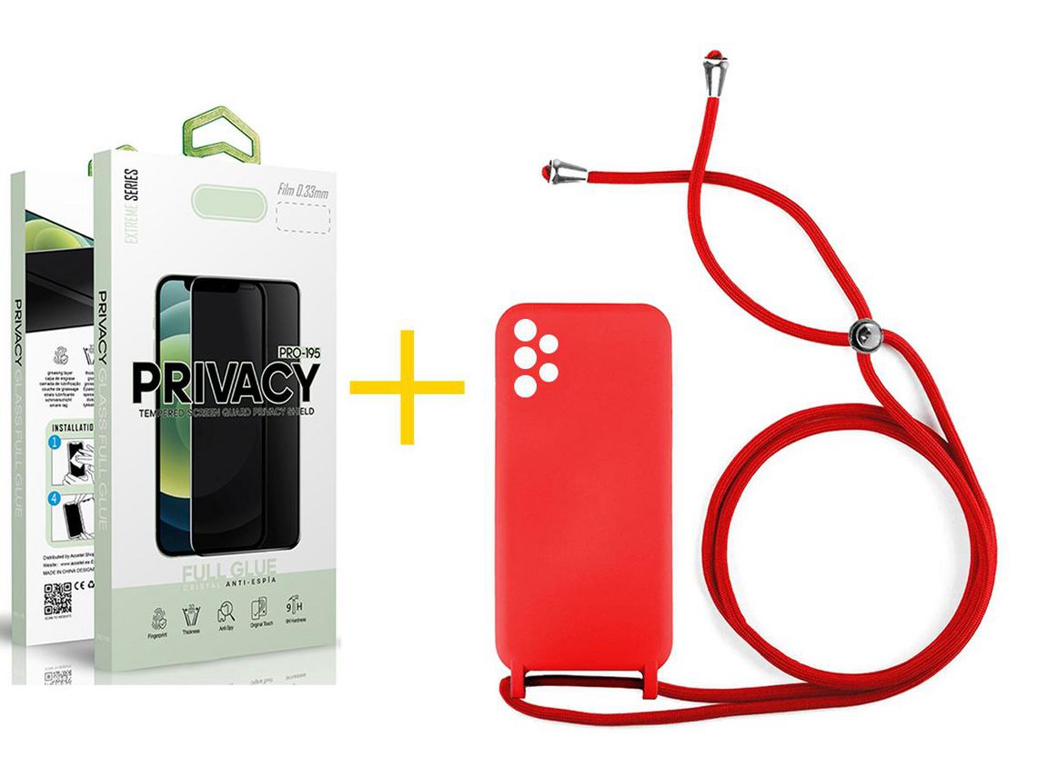 Pack 1 Película Anti-Spy + Capa SKYHE para Samsung Galaxy A53 5G Gel Rope Vermelho