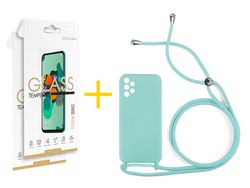 Pack 2 Películas 2.5D + Capa SKYHE para Samsung Galaxy A53 5G Gel Rope Verde Água