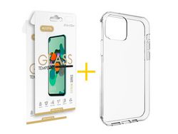 Pack 2 x Película de Vidro Temperado 2.5D + Capa ACCETEL iPhone 13 Pro Silicone Liso Transparente Clear