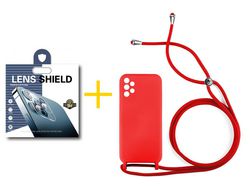 Pack 1 Película de Câmara + Capa SKYHE para Samsung Galaxy A32 5G Gel Rope Vermelho