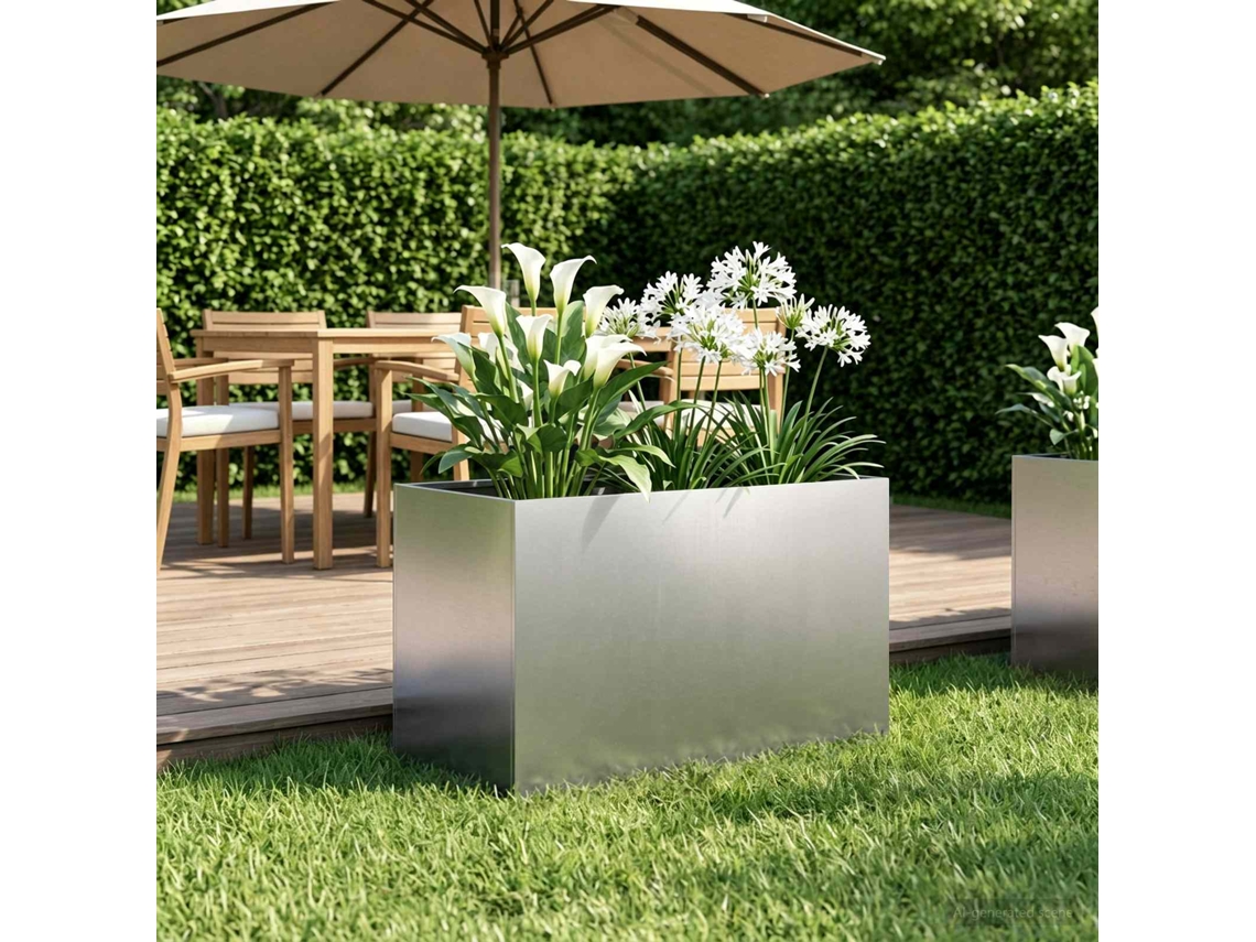 Vidaxl Vaso De Jardim Prateado 50 X 40 X 40 Cm Aço Inoxidável
