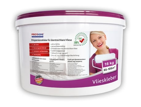 Cola para Papel de Parede Não Tecido Adesivo de Dispersão Solúvel em Água e Pronto a Usar 16 kg É Suficiente para Cerca de 105 M2 E-DELUX 300-13