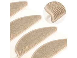 Vidaxl Tapetes De Escada 15 Peças 56x17x3 Cm Bege Claro Semicircular