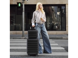 Conjunto De Duas Malas De Viagem Com Rodas Giratórias Em Abs, Tamanho 14/19, Com Cadeado Combinado E Necessaire De 14 . Sini Tech Store (preto)