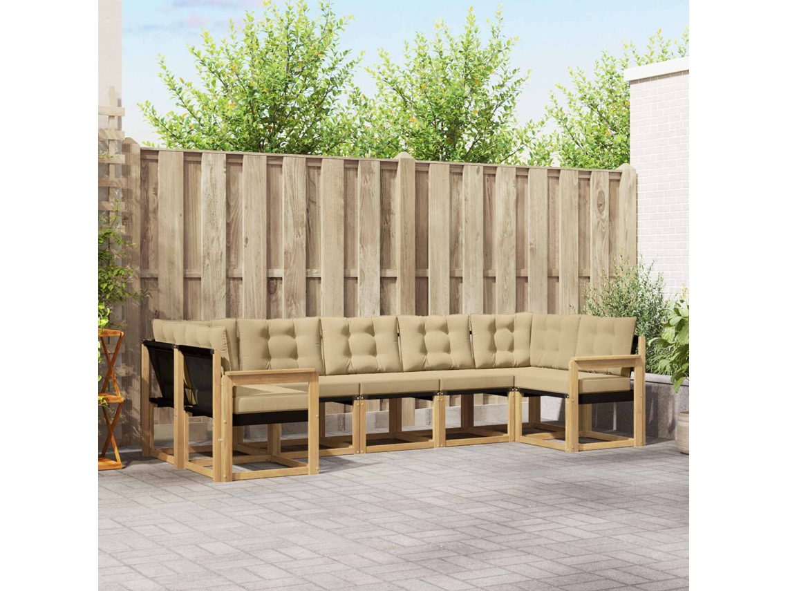 Vidaxl Conjunto De Sofás Para Exterior 7 Pcs Branco E Bege