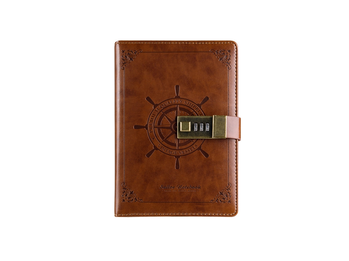 Diário De Couro Com Cadeado, Senha De Código, Caderno Secreto Para Anotações