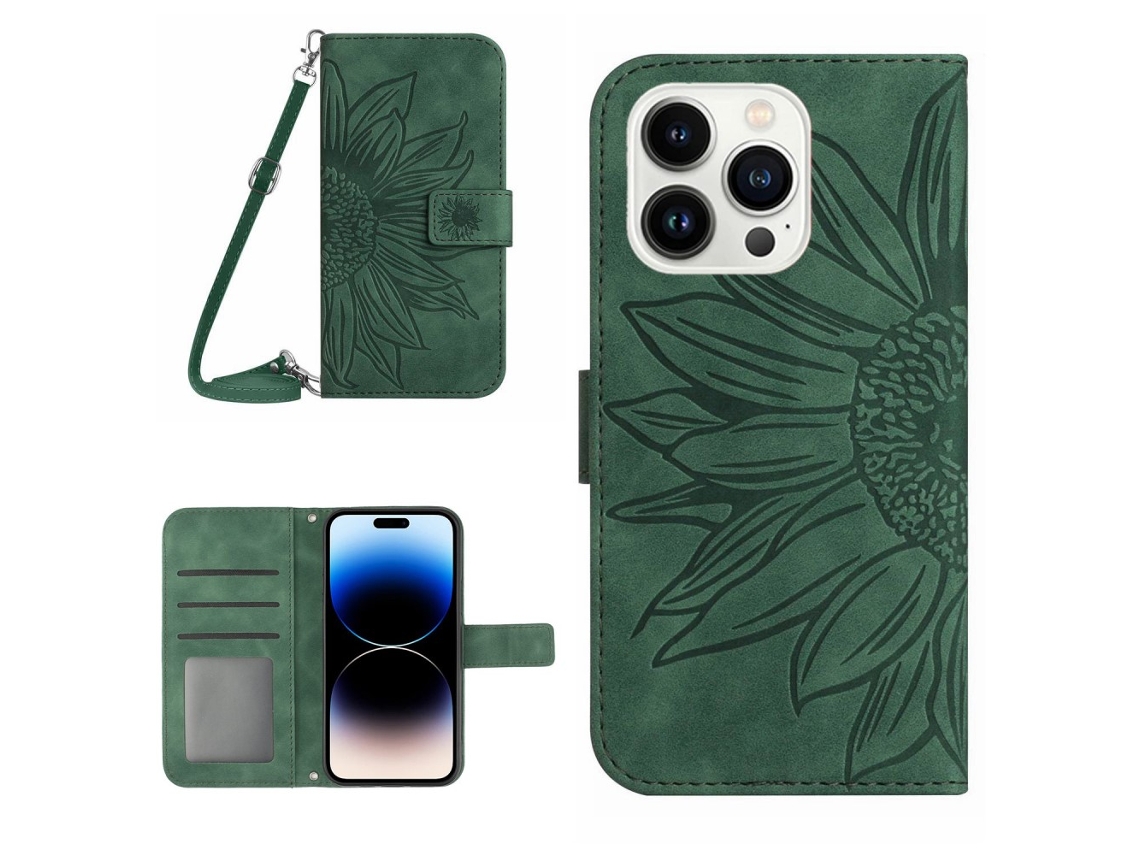 Capa Para Iphone 14 Pro Max Pele Sintética Anti-choque Verde