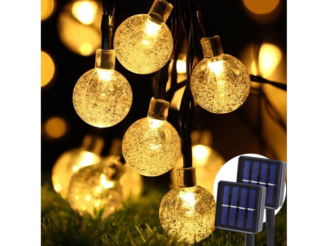 Cordão De Luzes Solares Em Formato De Bolhas, 8 Modos, 6,5 Metros, 30 Luzes, Luzes Decorativas Externas À Prova D'água.
