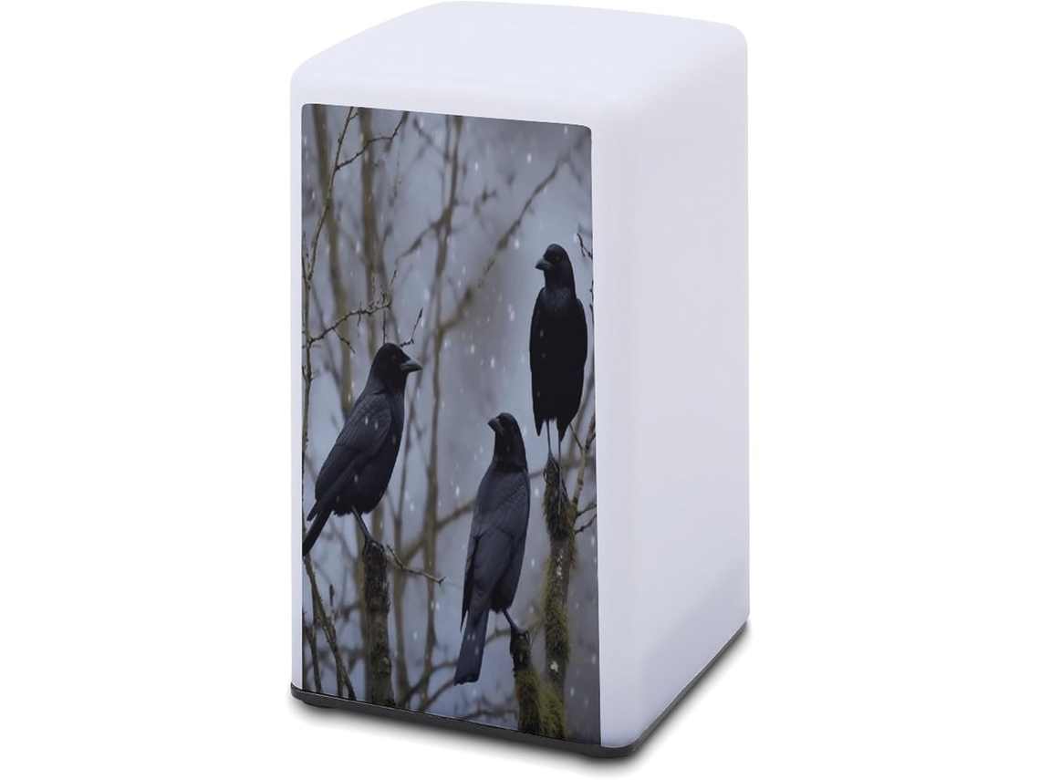 Luminária De Mesa A Bateria Com Estampa Corvo E Pássaro Pretos, Ideal Para Leitura Em Escritórios E Quartos, Protegendo