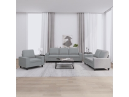 Vidaxl 3 Pcs Conjunto De Sofás Tecido Cinzento-claro