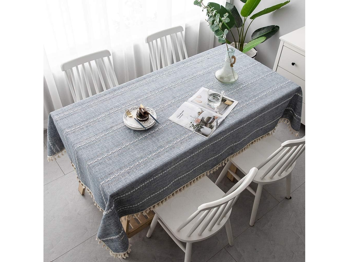 Toalha De Mesa Retangular Resistente A Manchas, Toalha De Mesa De Linho E Algodão, Bolsa