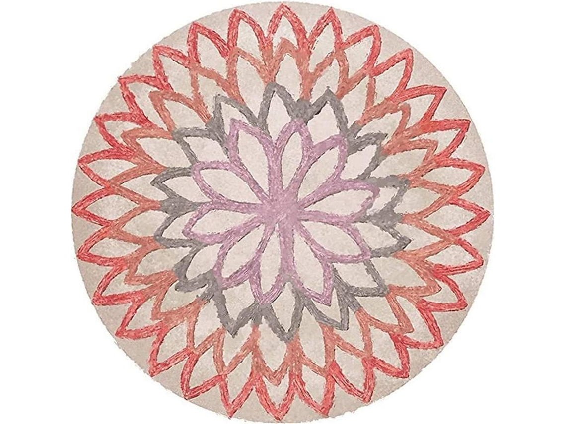 Alfombra Redonda Vintage Bohemia Lavable 60cm Flanela Para Salón Dormitorio Baño Cocina Playa