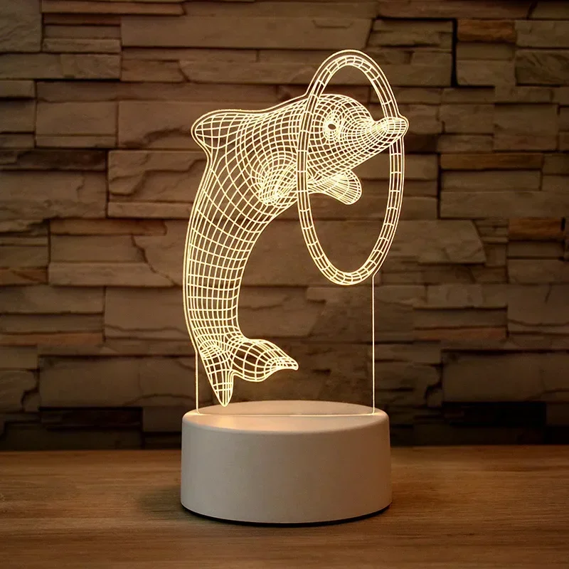Luminária Noturna Led Usb 3d em Acrílico , Ideal para Decoração de Casa e Quarto. MDUG (3 Cores)