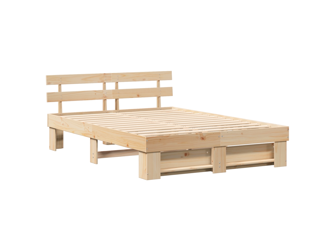 Conjunto 1 Cama Moderna Vidaxl Castanho Madeira De Pinho Maciça (150 X 200 Cm)