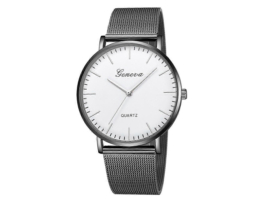 Relógio Geneva Fashion Quartz Para Homens E Mulheres Com Pulseira De Aço Inoxidável Em Malha.