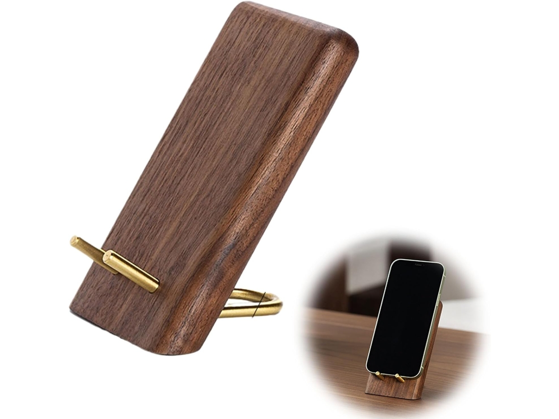 Suporte de Madeira de Nogueira para Celular, Compatível com Todos os Modelos AQUAFORGE