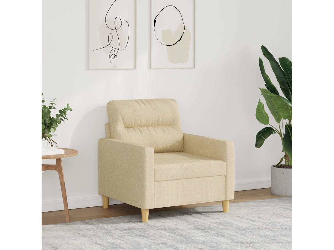 Vidaxl Poltrona 60 Cm Tecido Cor Creme