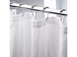 Cortina de Chuveiro Branca para Quarto Waffle 72x72 Dobrada Lavável À Máquina Hoteleira 230 Gsm Poliéster Resistente Malha De Abelha